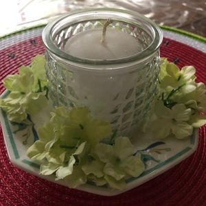 Handcrafted Ceramic Dish Candle Holder with Candle